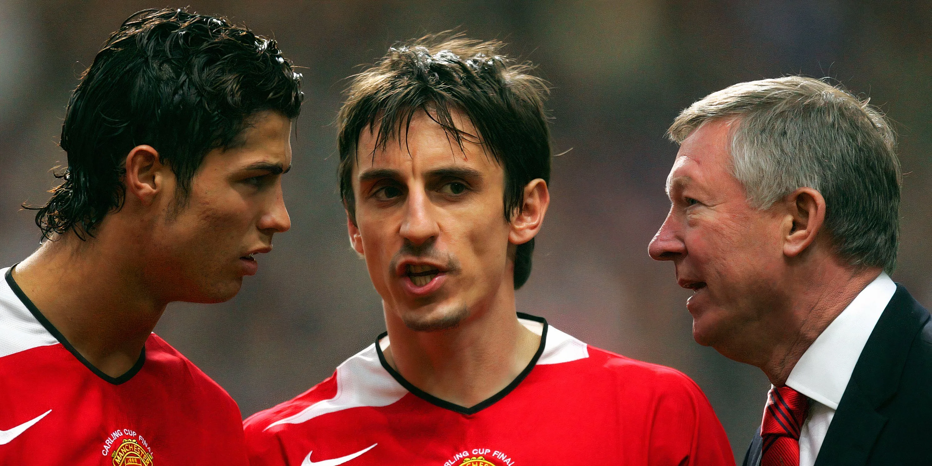 Cristiano Ronaldo Gary Neville và Sir Alex Ferguson