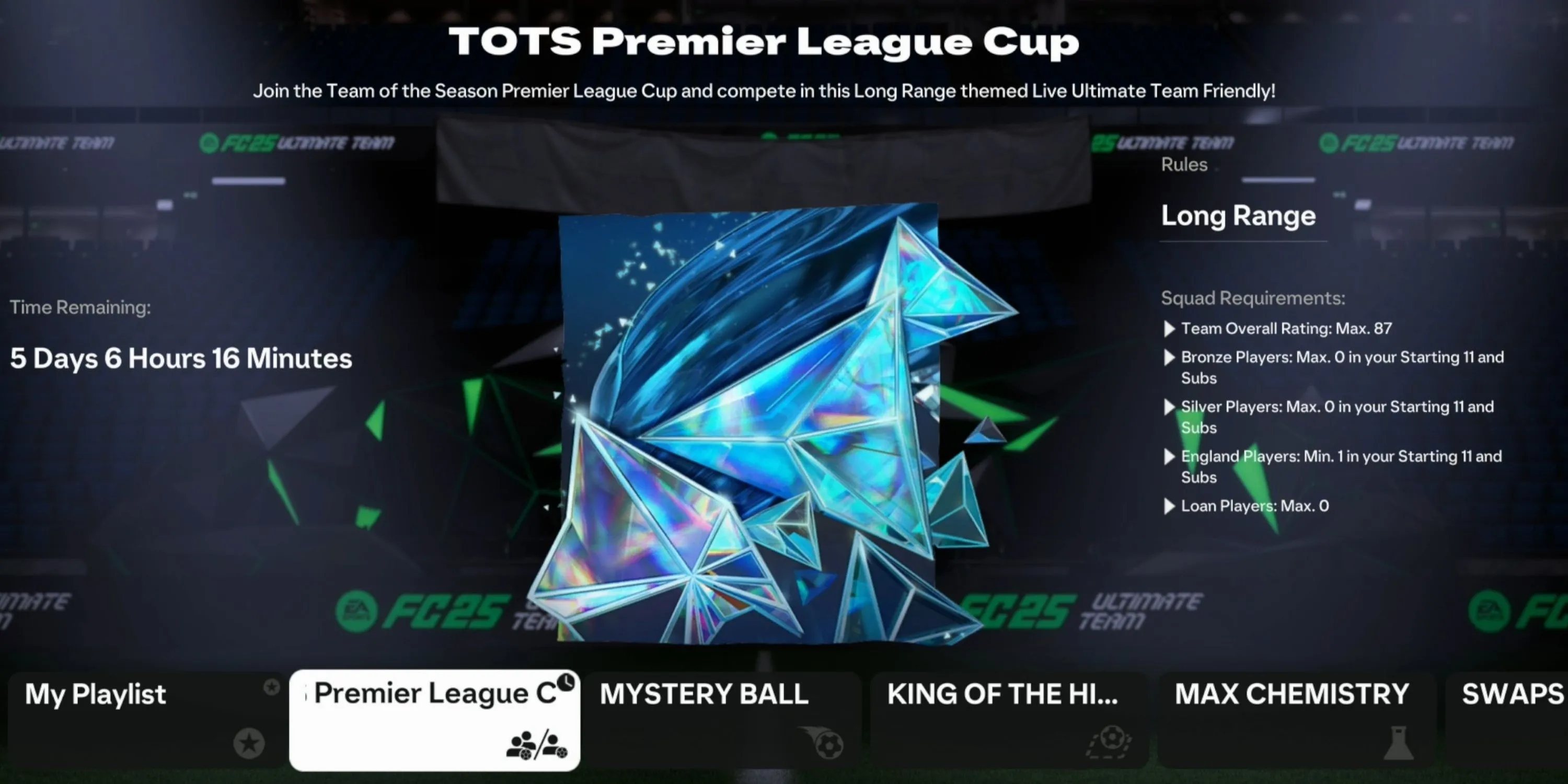 Giao diện sự kiện TOTS Premier League Cup trong EA FC 25