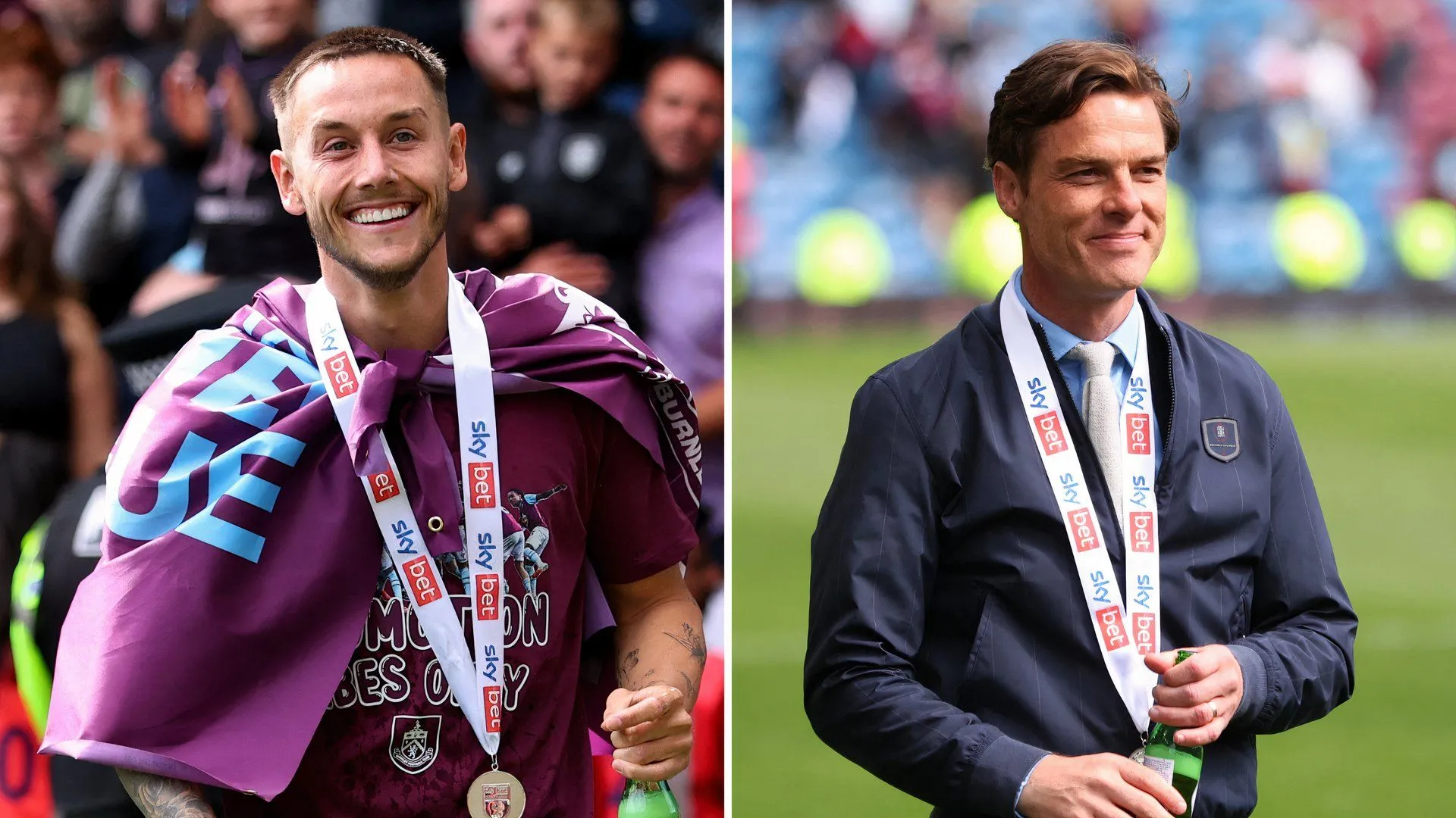 Josh Brownhill và HLV Scott Parker ăn mừng chiến thắng cùng Burnley