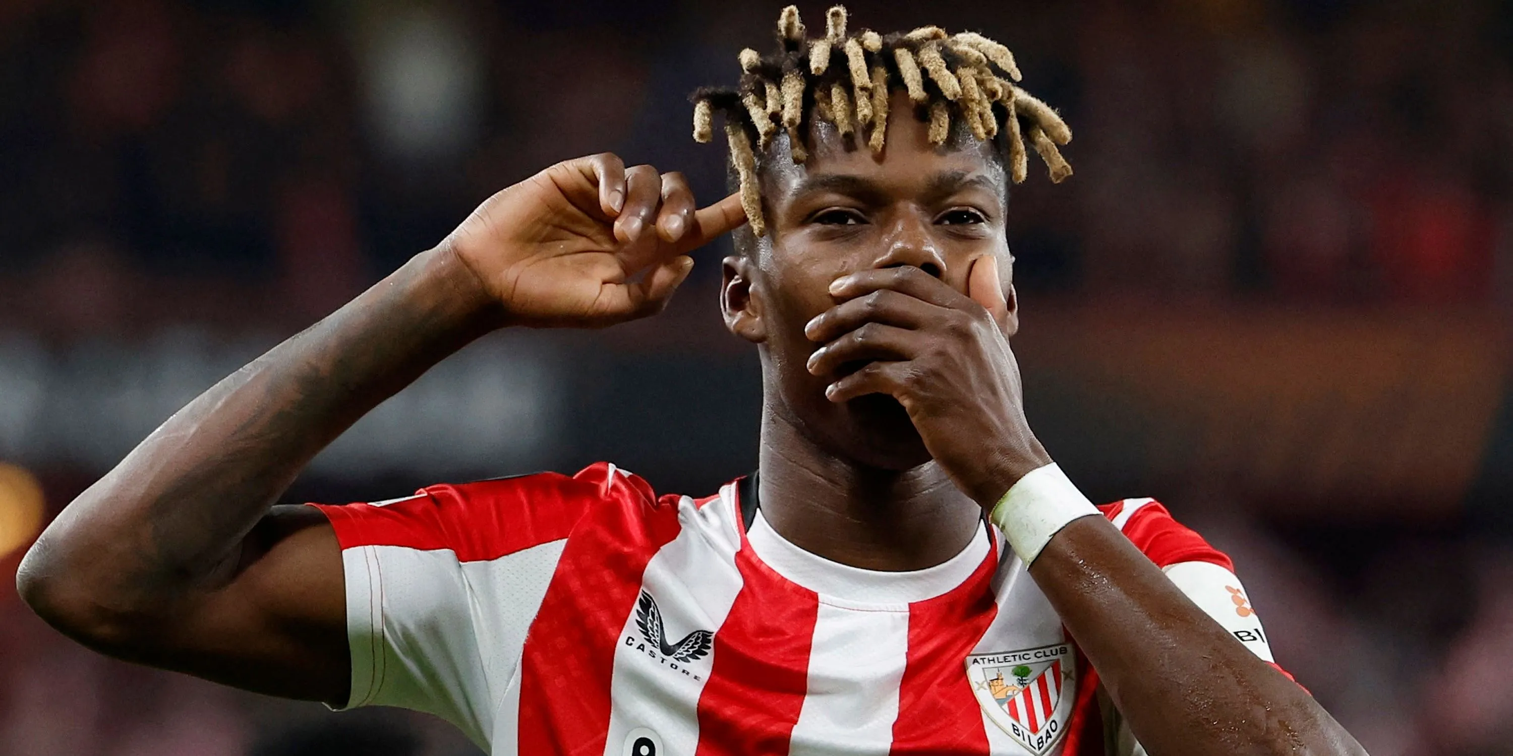 Nico Williams ăn mừng bàn thắng cho Athletic Bilbao, thể hiện phong độ ấn tượng mùa 2024/25