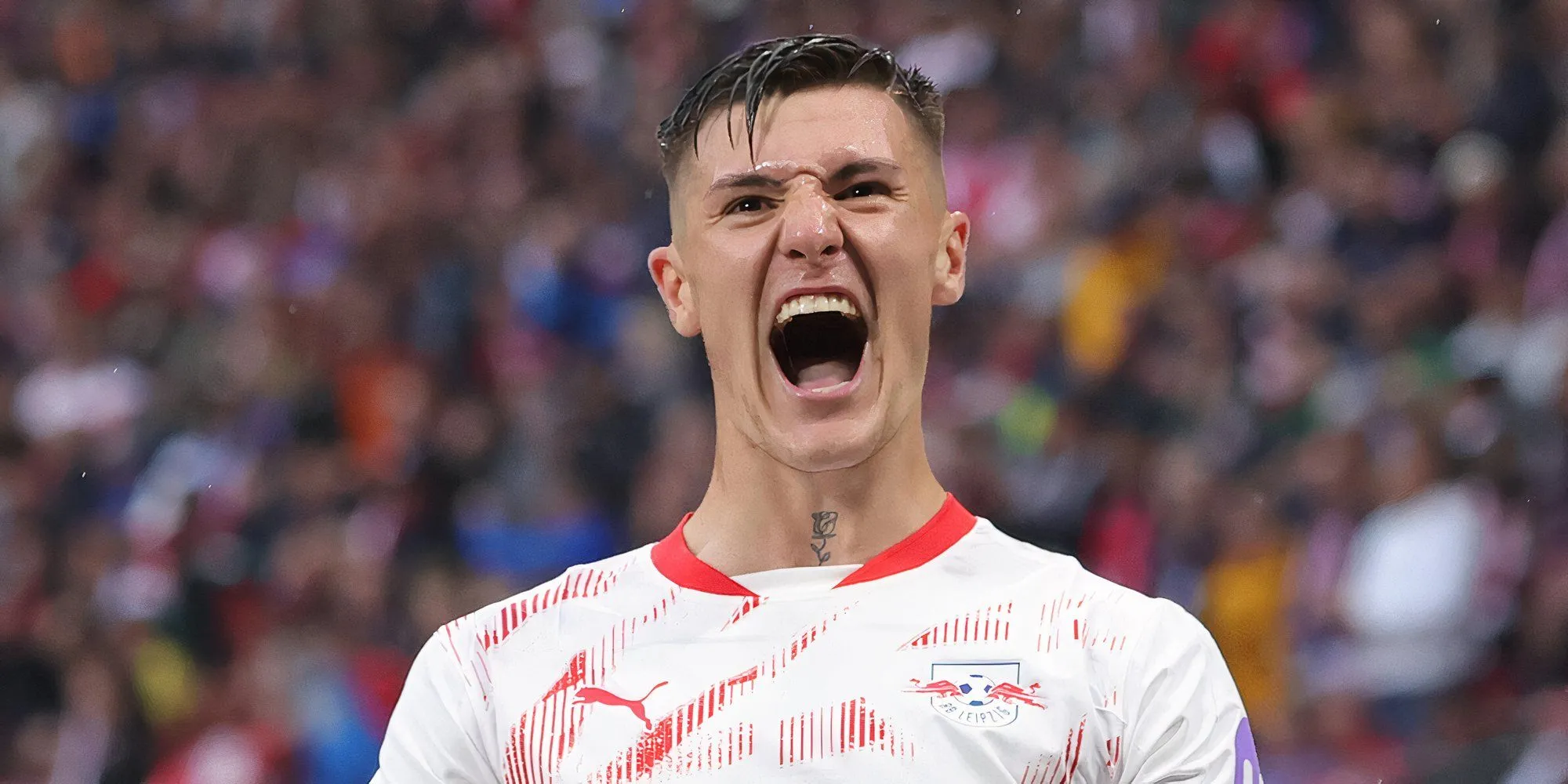 Benjamin Sesko trong màu áo RB Leipzig, mục tiêu chuyển nhượng của Manchester United